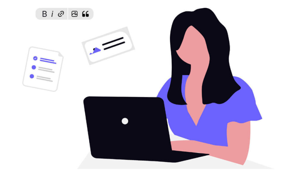 ノートパソコンで作業する女性